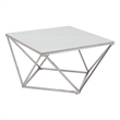 Allie Coffee Table- Sintered Stone- Silver Stainless Steel 32 Inch