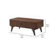 Manny Coffee Table- 2 Tambour Doors- A-Frame Walnut Brown 48 Inch