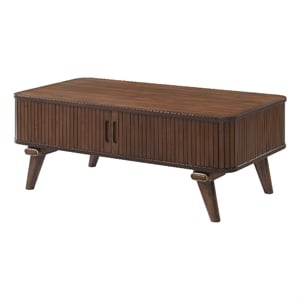 Manny Coffee Table- 2 Tambour Doors- A-Frame Walnut Brown 48 Inch