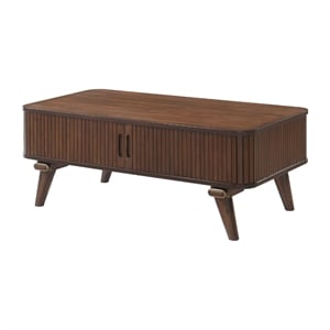 Manny Coffee Table- 2 Tambour Doors- A-Frame Walnut Brown 48 Inch