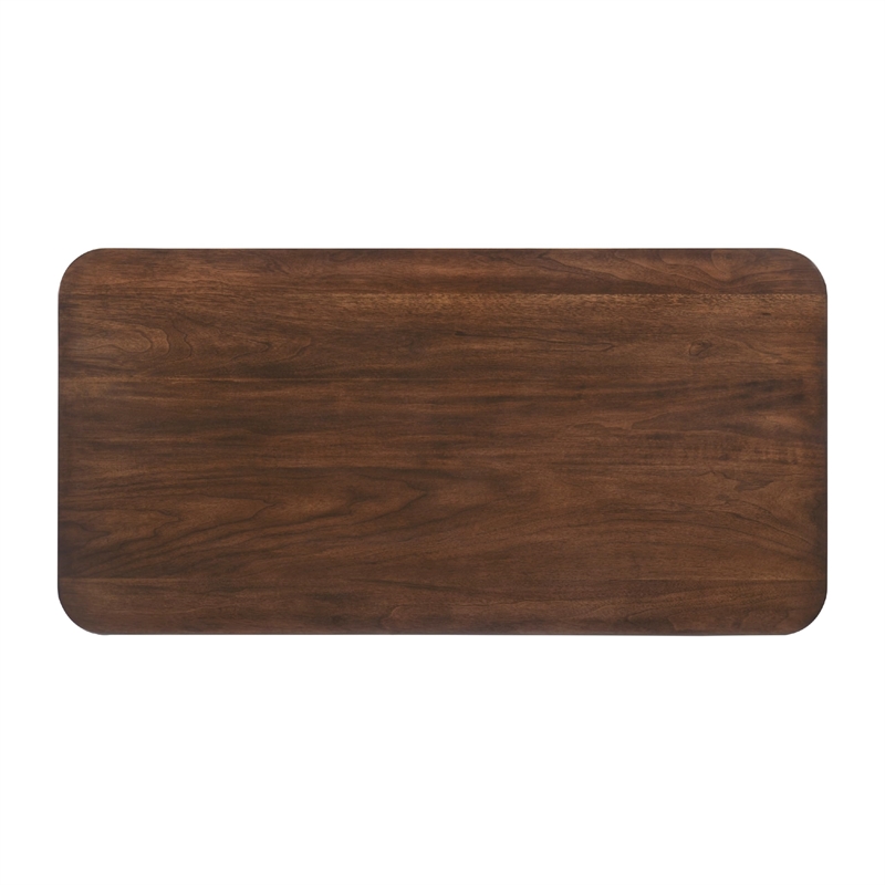 Manny Coffee Table- 2 Tambour Doors- A-Frame Walnut Brown 48 Inch