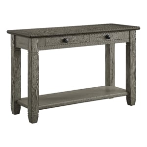 Rome 48 Inch Sofa Table- Rectangular- 2 Drawers- Brown- Gray- Solid Wood