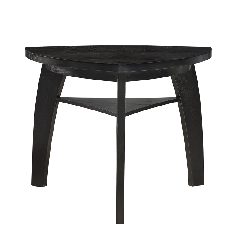 Elsaa 41 Inch Bar Height Table- Triangular- 1 Open Shelf Black Solid Wood