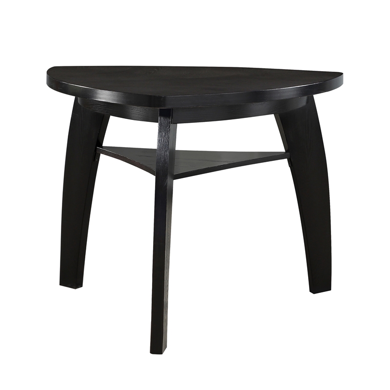 Elsaa 41 Inch Bar Height Table- Triangular- 1 Open Shelf Black Solid Wood