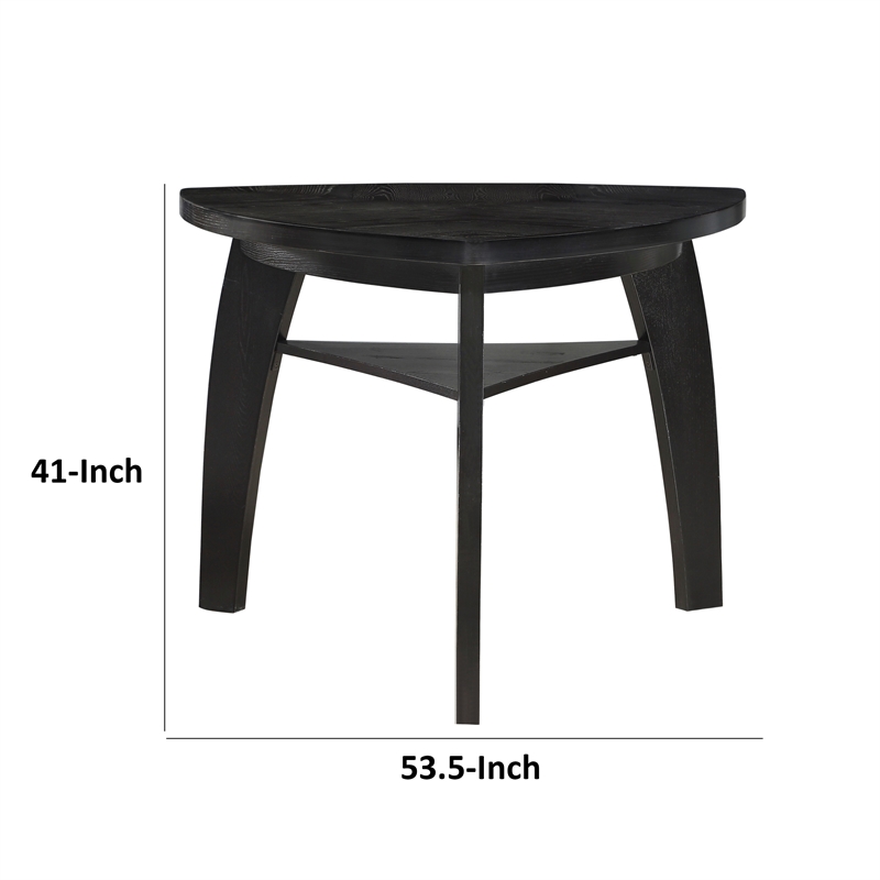 Elsaa 41 Inch Bar Height Table- Triangular- 1 Open Shelf Black Solid Wood