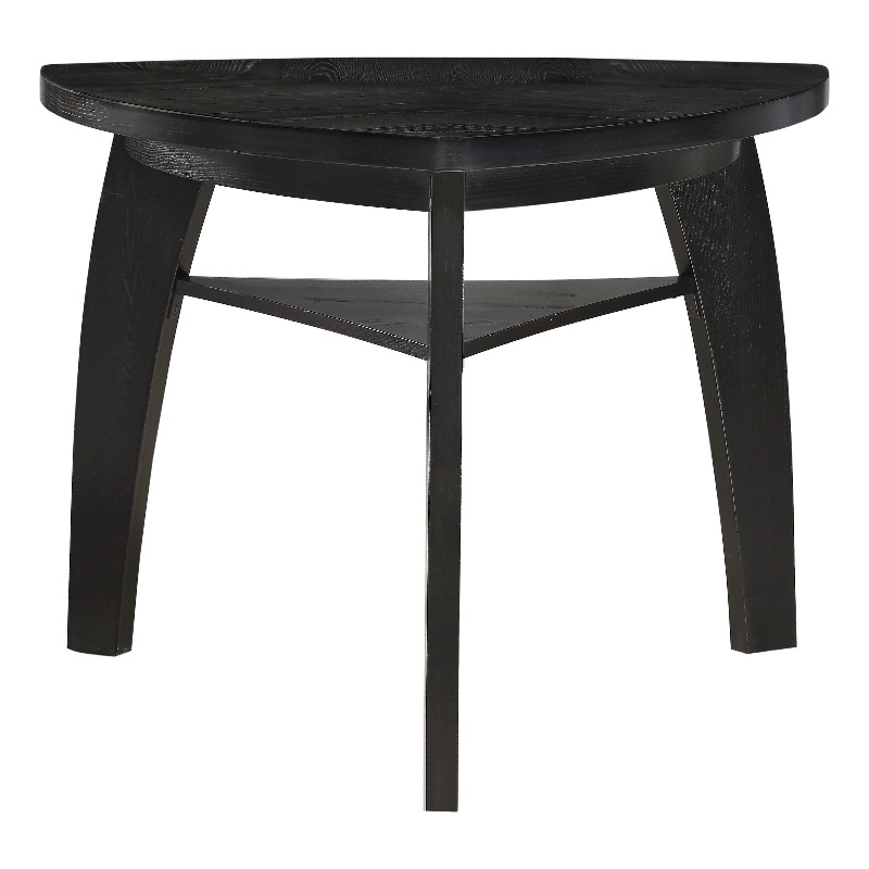 Elsaa 41 Inch Bar Height Table- Triangular- 1 Open Shelf Black Solid Wood