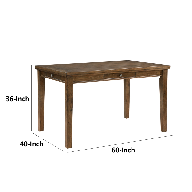 Trea 36 Inch Counter Height Table- Rectangular- 4 Drawers- Cherry Brown