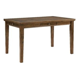Trea 36 Inch Counter Height Table- Rectangular- 4 Drawers- Cherry Brown