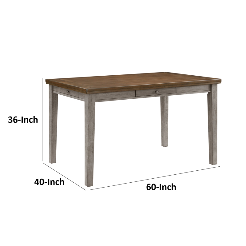 Trea 36 Inch Counter Height Table- 6 Seater- 4 Drawers- Cherry Brown- Gray