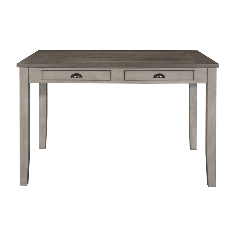 Brian 37 Inch Counter Height Table- Brown Top- 4 Drawers- Gray Solid Wood