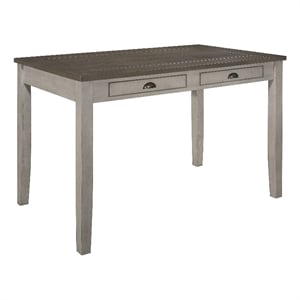 Brian 37 Inch Counter Height Table- Brown Top- 4 Drawers- Gray Solid Wood