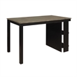 Tim 60 Inch Counter Height Table- 2 Built in Shelves- Gray- Black Wood