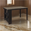 Tim 60 Inch Counter Height Table- 2 Built in Shelves- Gray- Black Wood