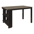 Tim 60 Inch Counter Height Table- 2 Built in Shelves- Gray- Black Wood