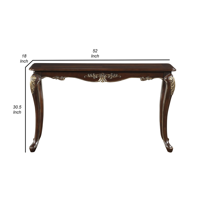 Croy 52 Inch Sofa Table- Classic Cabriole Legs- Cherry Brown