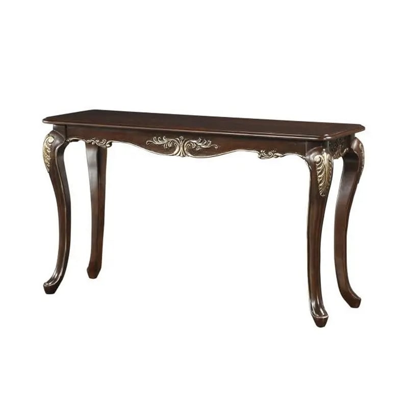 Croy 52 Inch Sofa Table- Classic Cabriole Legs- Cherry Brown