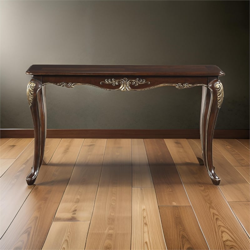 Croy 52 Inch Sofa Table- Classic Cabriole Legs- Cherry Brown