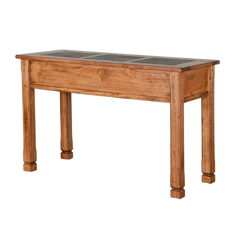 Marv Sofa Table w 2 Drawers- 48 Inch Rectangular Slate Inlay- Brown