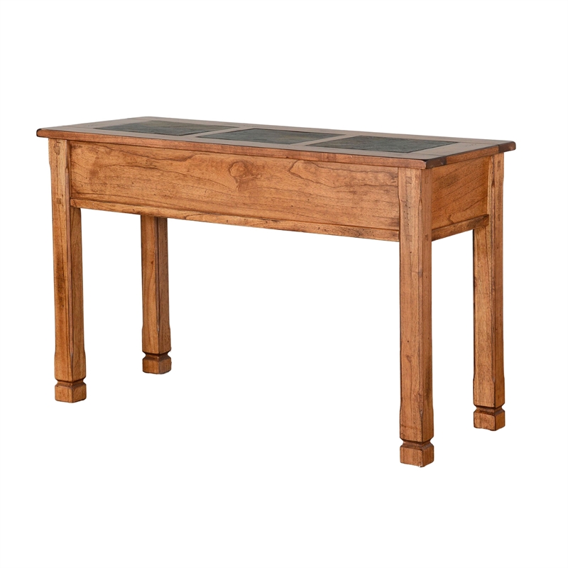 Marv Sofa Table w 2 Drawers- 48 Inch Rectangular Slate Inlay- Brown