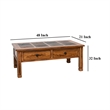 Marv Sofa Table w 2 Drawers- 48 Inch Rectangular Slate Inlay- Brown