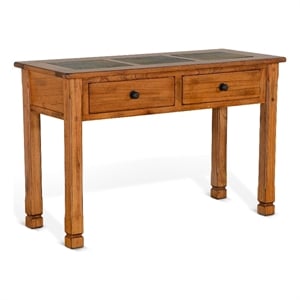 Marv Sofa Table w 2 Drawers- 48 Inch Rectangular Slate Inlay- Brown