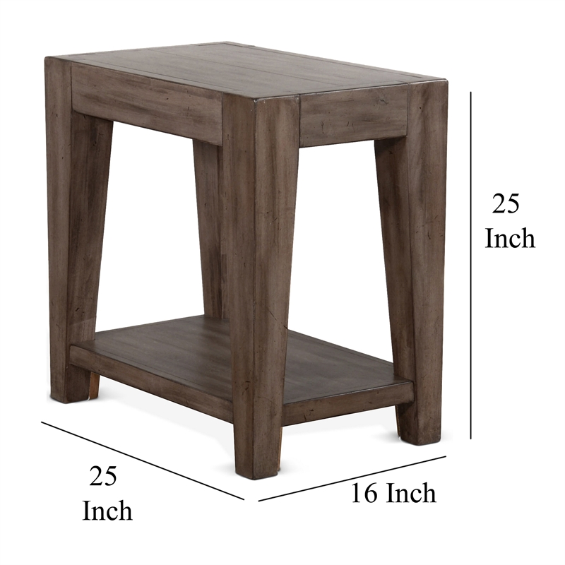 Yael Accent Side Table- Tapered Legs- 25 Inch Rectangular- Brown