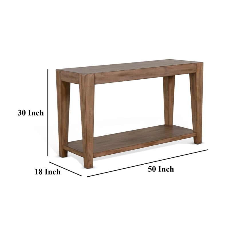 Yael Sofa Table- Tapered Legs- 50 Inch Rectangular Top- Light Brown