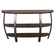 Flint Sofa Table w 2 Shelves- 52 Inch Semi Circle Top- Brown- Barrel