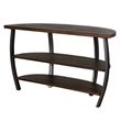 Flint Sofa Table w 2 Shelves- 52 Inch Semi Circle Top- Brown- Barrel