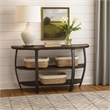 Flint Sofa Table w 2 Shelves- 52 Inch Semi Circle Top- Brown- Barrel