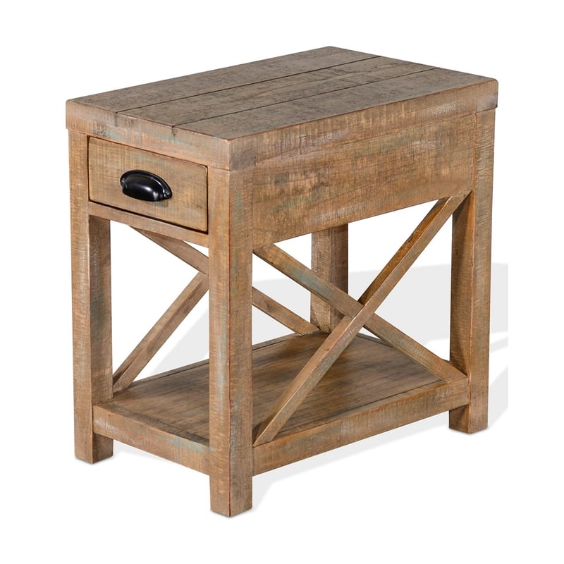 Rany Accent Table- Drawer- Shelf- 22 Inch Rectangular Top- Light Brown