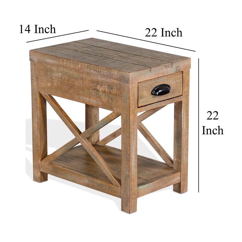 Rany Accent Table- Drawer- Shelf- 22 Inch Rectangular Top- Light Brown