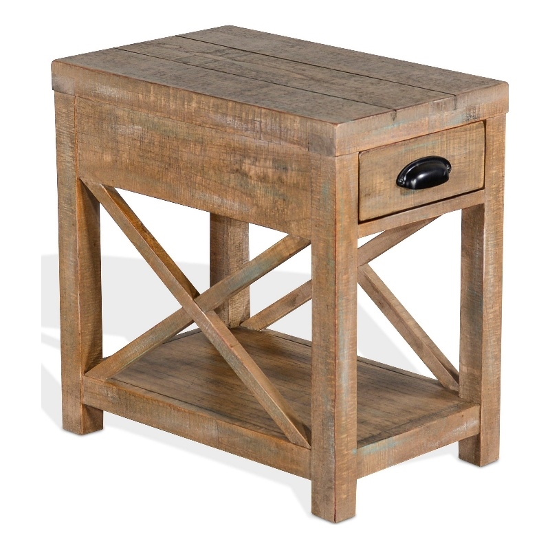 Rany Accent Table- Drawer- Shelf- 22 Inch Rectangular Top- Light Brown