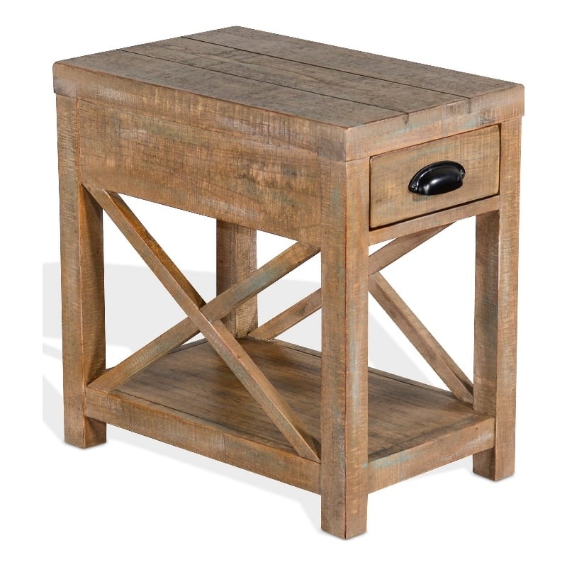 Rany Accent Table- Drawer- Shelf- 22 Inch Rectangular Top- Light Brown