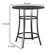 Flint Bar Height Table Round 42 Inch- Dark Brown Mahogany Wood n Metal