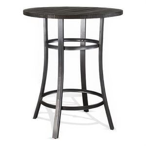 Flint Bar Height Table Round 42 Inch- Dark Brown Mahogany Wood n Metal