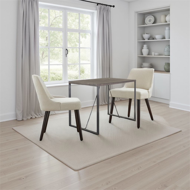 Zayle Counter Height Table- Dark Brown Mahogany Wood- Metal- 47 Inch