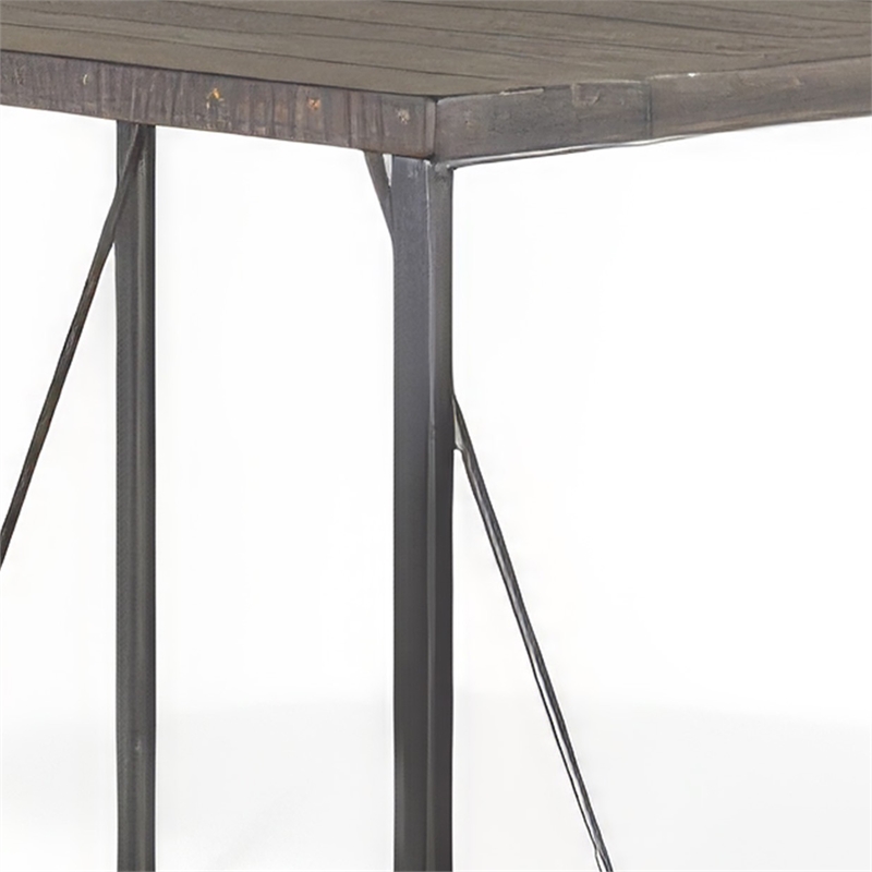 Zayle Counter Height Table- Dark Brown Mahogany Wood- Metal- 47 Inch