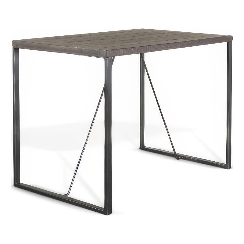 Zayle Counter Height Table- Dark Brown Mahogany Wood- Metal- 47 Inch