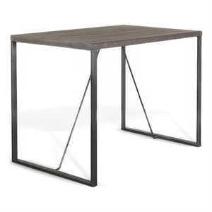 Zayle Counter Height Table- Dark Brown Mahogany Wood- Metal- 47 Inch
