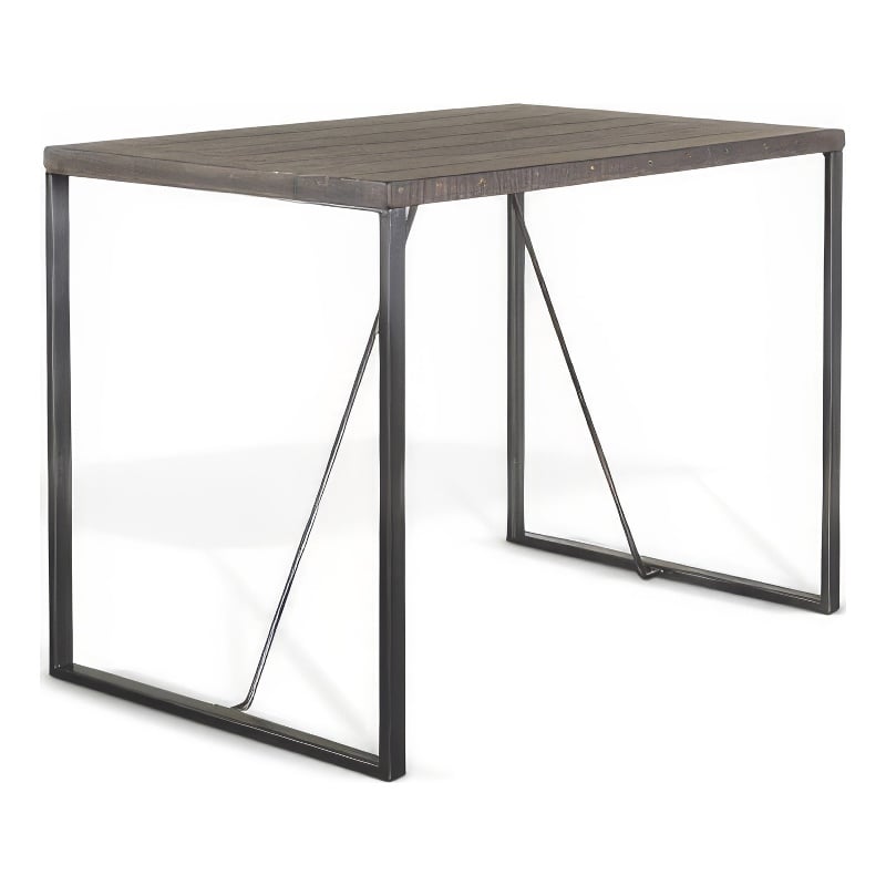 Zayle Counter Height Table- Dark Brown Mahogany Wood- Metal- 47 Inch
