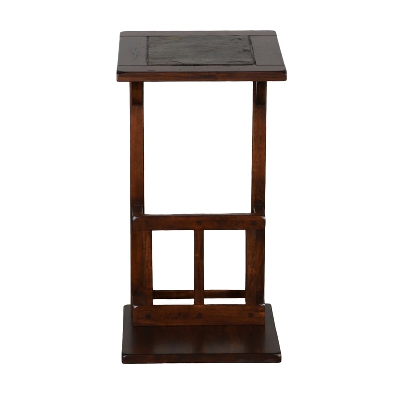 Jenne Sofa Side Table with Magazine Rack- 13 Inch Top- Dark Brown Wood