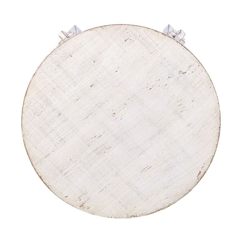 Rena Rustic Side End Table- X Legs- 24in Round- Distressed White Wood