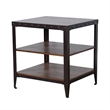 Ayka Side End Table w 2 Shelf- Nailhead- 24 Inch Rectangular Brown