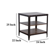 Ayka Side End Table w 2 Shelf- Nailhead- 24 Inch Rectangular Brown