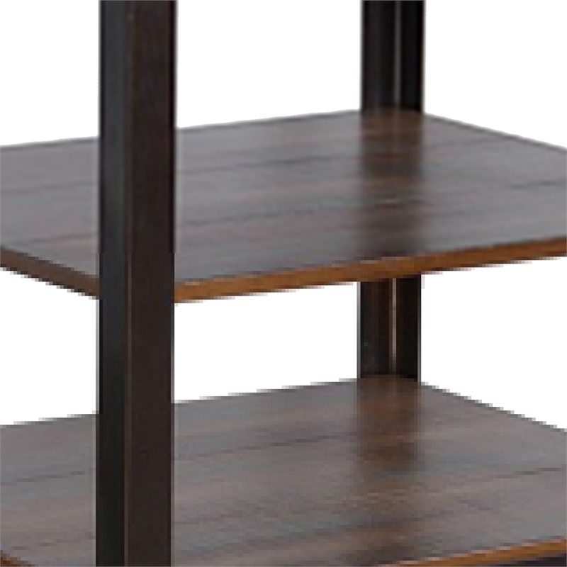 Ayka Side End Table w 2 Shelf- Nailhead- 24 Inch Rectangular Brown