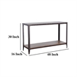 Ayka Sofa Table w Shelf- Nailhead Accent- 48 Inch Rectangular Brown