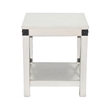 Sime Side End Table w Shelf- X Panel- 20 Inch Square Off White Wood