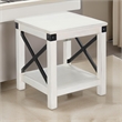 Sime Side End Table w Shelf- X Panel- 20 Inch Square Off White Wood