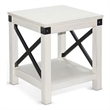 Sime Side End Table w Shelf- X Panel- 20 Inch Square Off White Wood